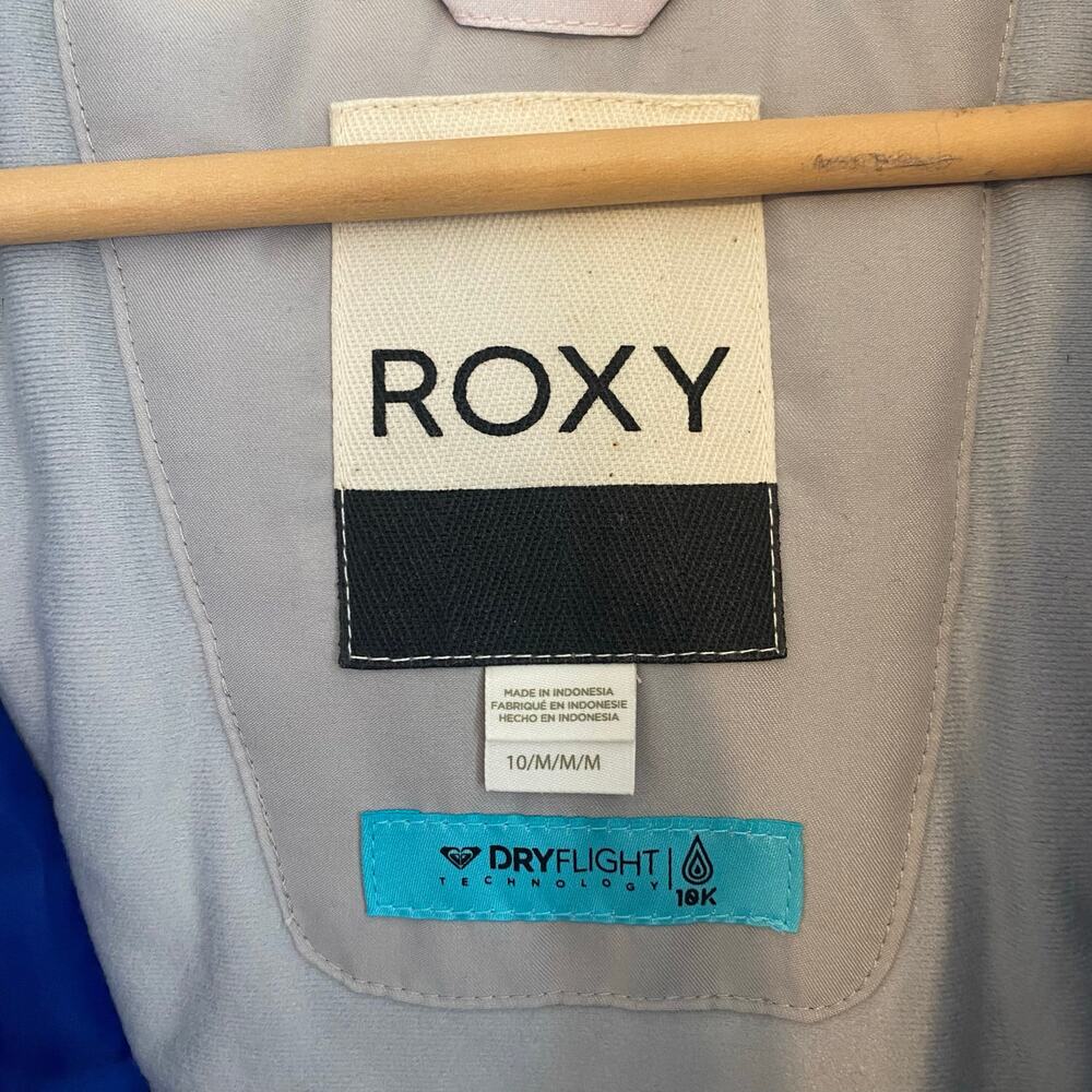 Roxy Size 10 Girls Snowboarding Skiing Jacket Coat Parka Winter Warm Pink Blue - Picture 2 of 8